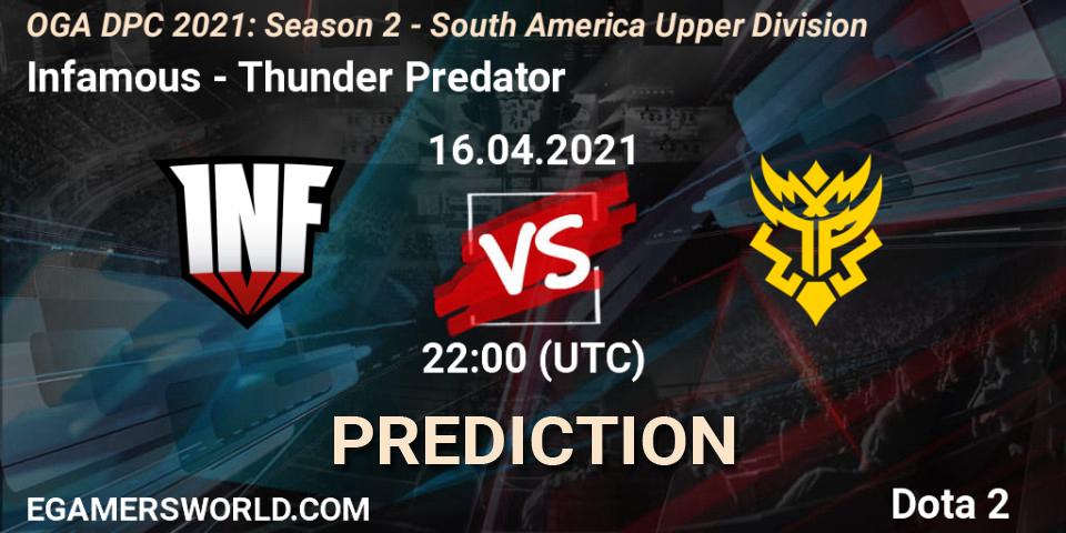 Pronóstico Infamous - Thunder Predator. 16.04.21, Dota 2, OGA DPC 2021: Season 2 - South America Upper Division