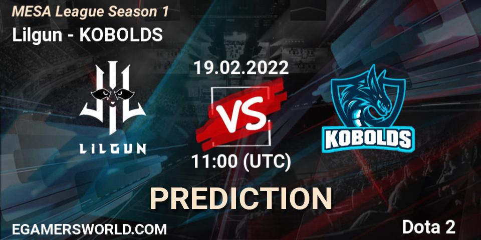 Pronóstico Lilgun - KOBOLDS. 19.02.2022 at 11:40, Dota 2, MESA League Season 1
