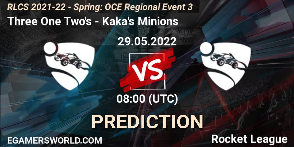 Pronóstico Three One Two's - Kaka's Minions. 29.05.2022 at 08:00, Rocket League, RLCS 2021-22 - Spring: OCE Regional Event 3