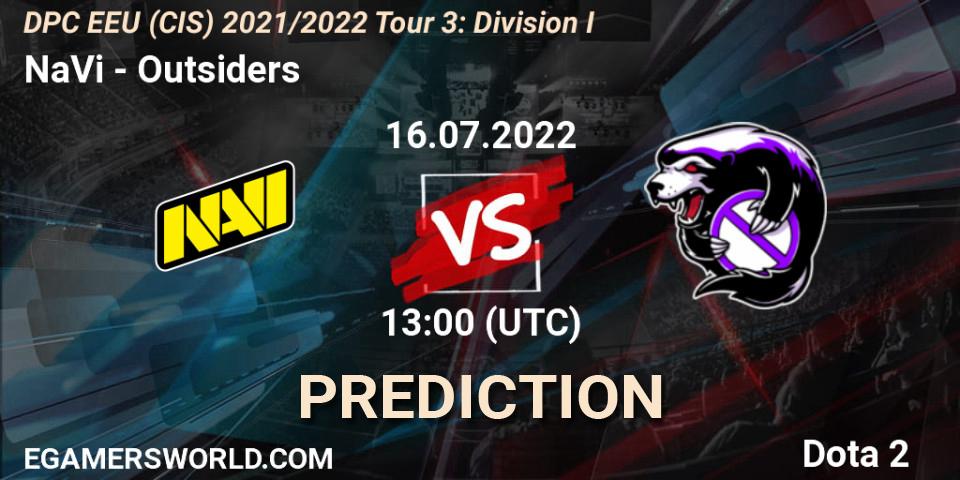 Pronóstico NaVi - Outsiders. 16.07.2022 at 14:13, Dota 2, DPC EEU (CIS) 2021/2022 Tour 3: Division I