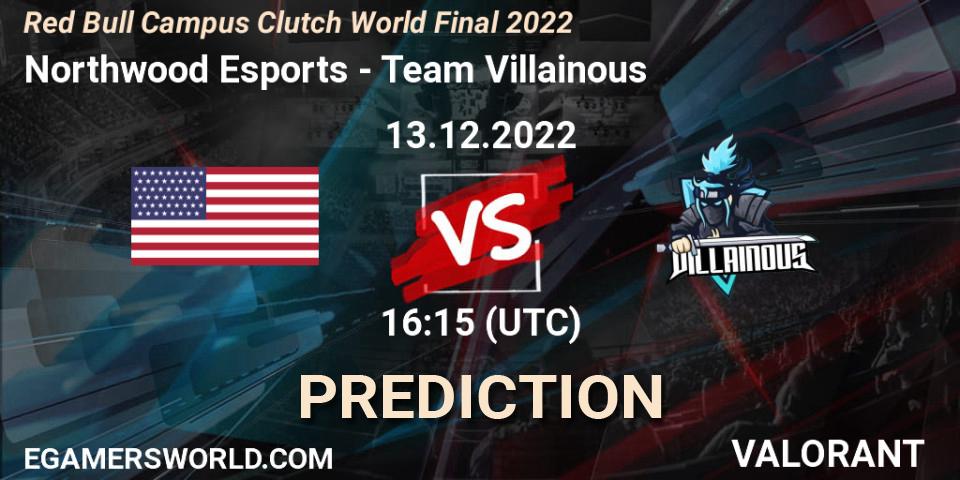 Pronóstico Northwood Esports - Team Villainous. 13.12.2022 at 16:15, VALORANT, Red Bull Campus Clutch World Final 2022