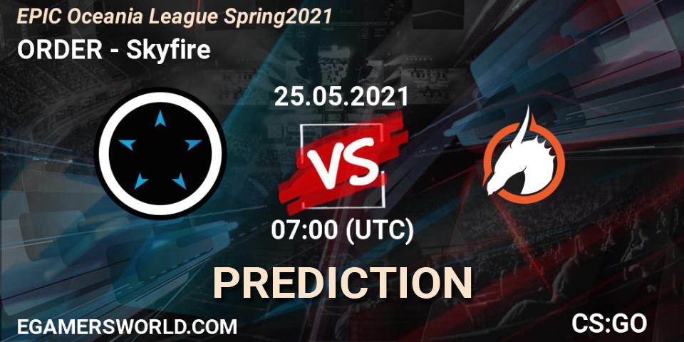Pronóstico ORDER - Skyfire. 25.05.21, CS2 (CS:GO), EPIC Oceania League Spring 2021
