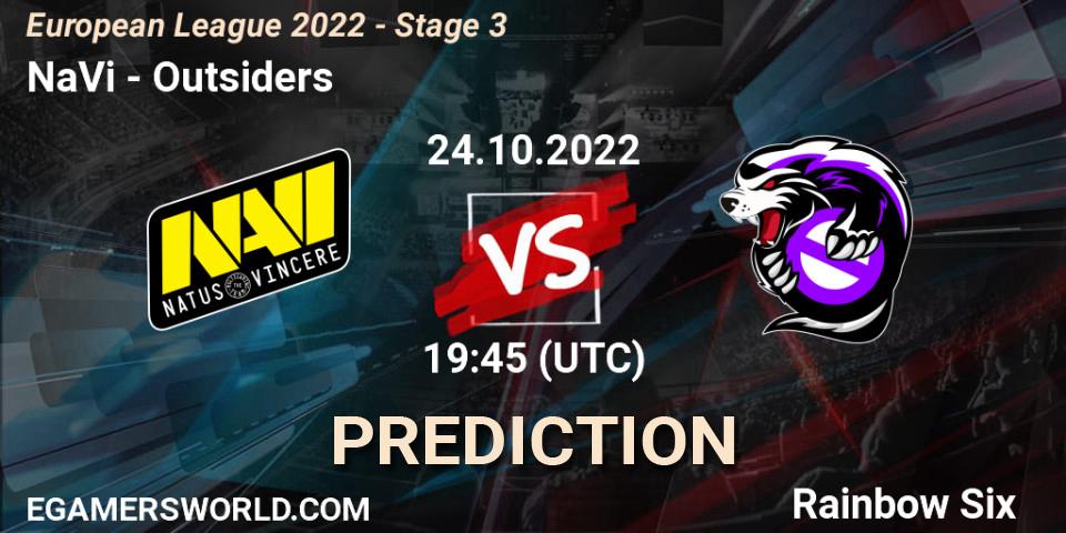 Pronóstico NaVi - Outsiders. 24.10.22, Rainbow Six, European League 2022 - Stage 3