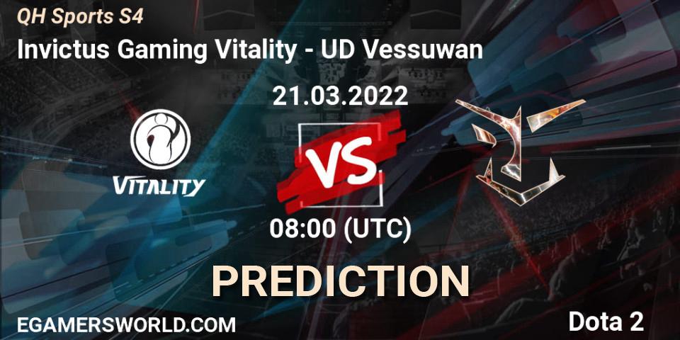 Pronóstico Invictus Gaming Vitality - UD Vessuwan. 21.03.22, Dota 2, QH Sports S4