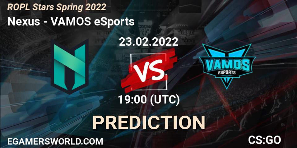 Pronóstico Nexus - VAMOS eSports. 23.02.2022 at 19:00, Counter-Strike (CS2), ROPL Stars Spring 2022