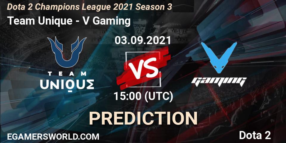 Pronóstico Team Unique - V Gaming. 03.09.2021 at 15:00, Dota 2, Dota 2 Champions League 2021 Season 3