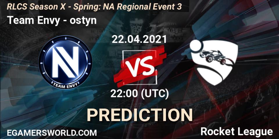 Pronóstico Team Envy - ostyn. 22.04.2021 at 22:00, Rocket League, RLCS Season X - Spring: NA Regional Event 3