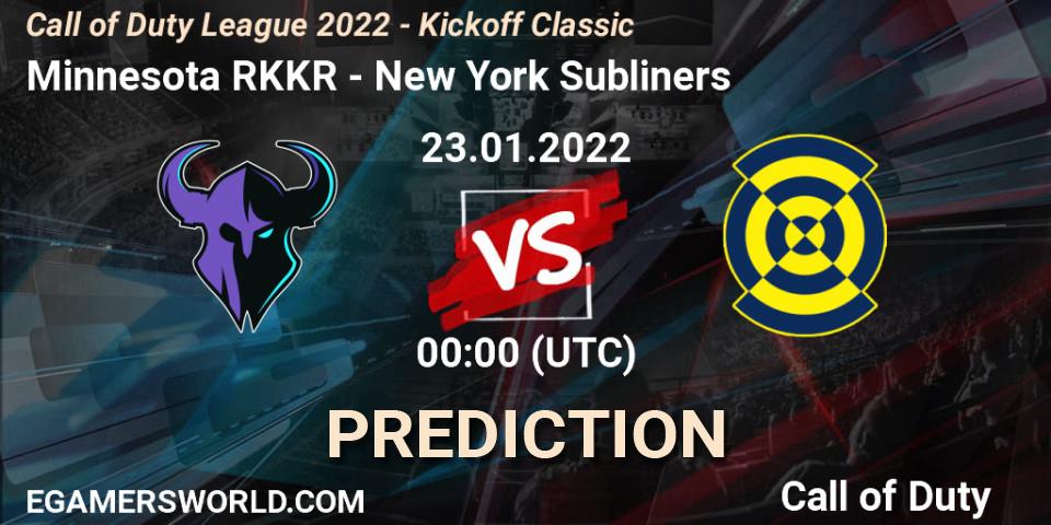 Pronóstico Minnesota RØKKR - New York Subliners. 23.01.22, Call of Duty, Call of Duty League 2022 - Kickoff Classic