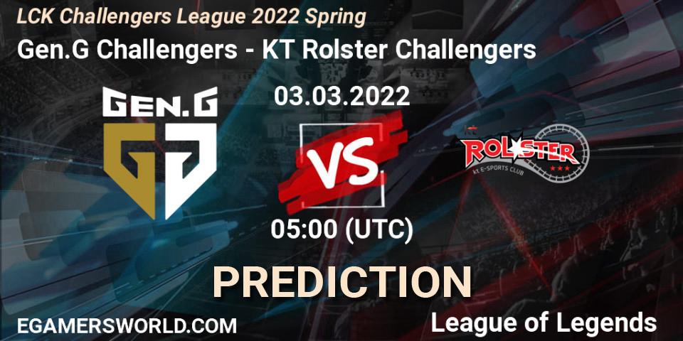 Pronóstico Gen.G Challengers - KT Rolster Challengers. 03.03.2022 at 05:00, LoL, LCK Challengers League 2022 Spring