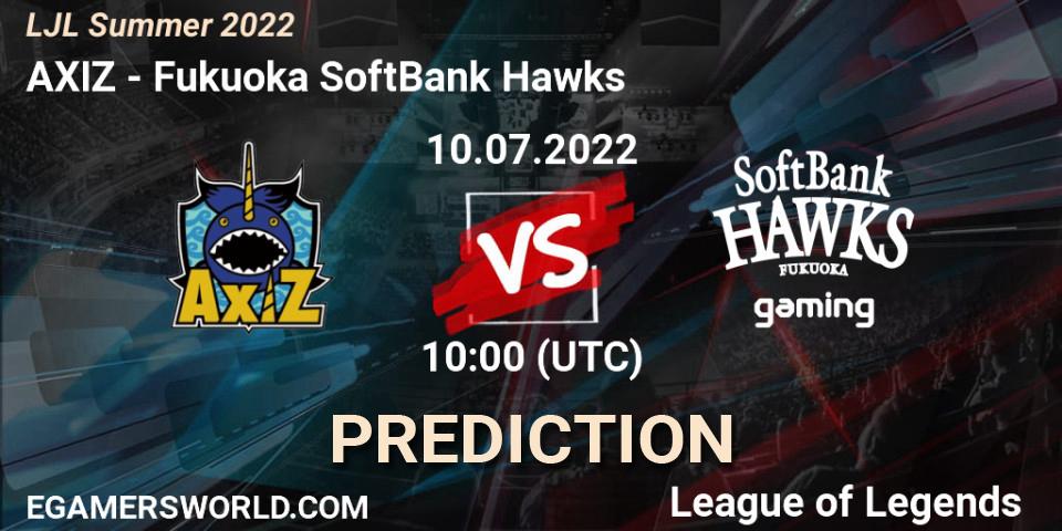 Pronóstico AXIZ - Fukuoka SoftBank Hawks. 10.07.22, LoL, LJL Summer 2022
