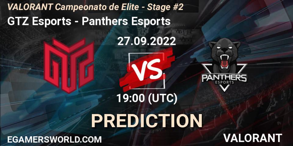 Pronóstico GTZ Esports - Panthers Esports. 27.09.2022 at 19:00, VALORANT, VALORANT Campeonato de Elite - Stage #2