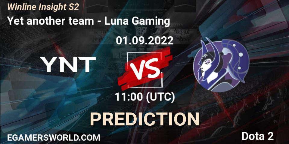 Pronóstico YNT - Luna Gaming. 01.09.2022 at 15:10, Dota 2, Winline Insight S2