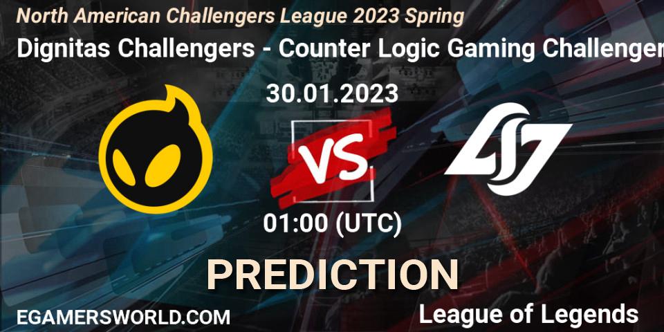 Pronóstico Dignitas Challengers - Counter Logic Gaming Challengers. 30.01.23, LoL, NACL 2023 Spring - Group Stage