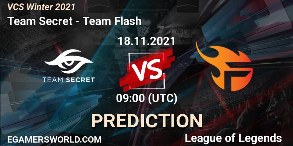 Pronóstico Team Secret - Team Flash. 18.11.2021 at 09:00, LoL, VCS Winter 2021