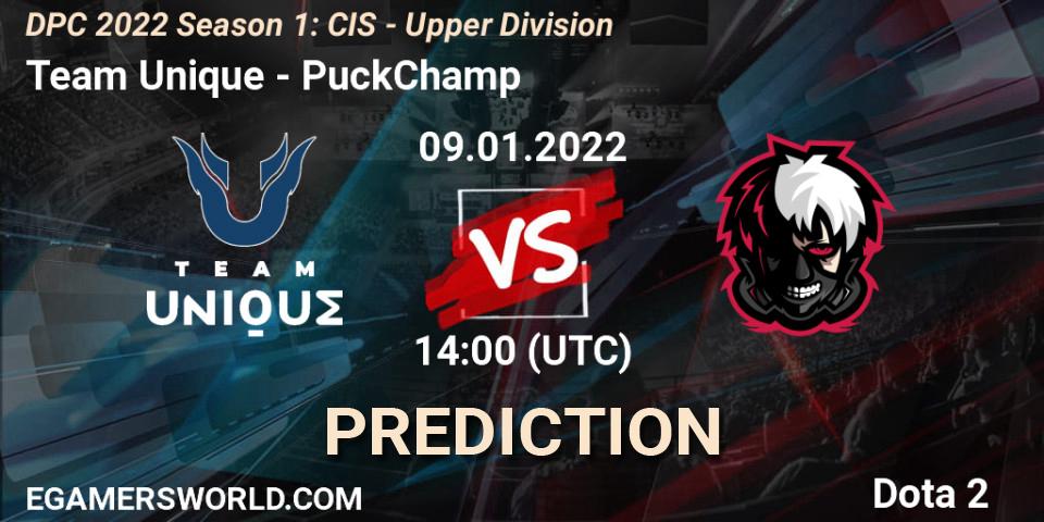 Pronóstico Team Unique - PuckChamp. 09.01.2022 at 14:00, Dota 2, DPC 2022 Season 1: CIS - Upper Division