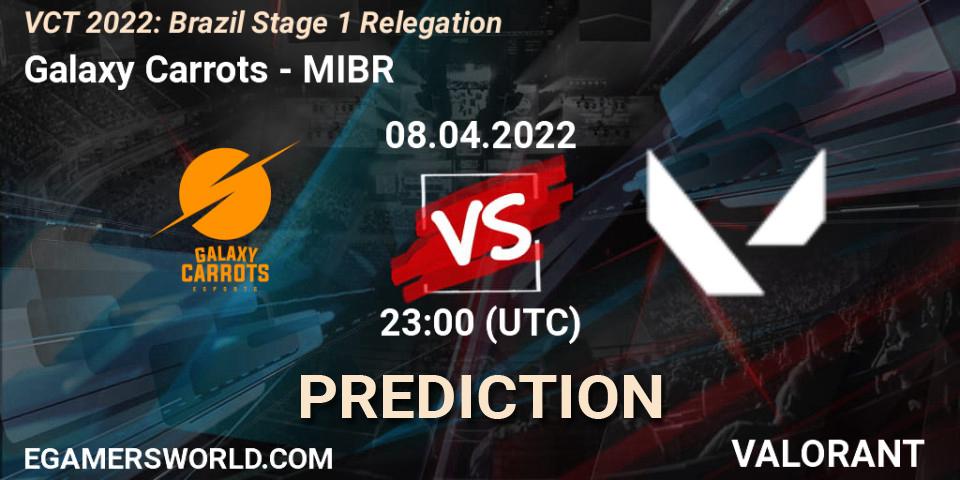 Pronóstico Galaxy Carrots - MIBR. 08.04.2022 at 23:45, VALORANT, VCT 2022: Brazil Stage 1 Relegation