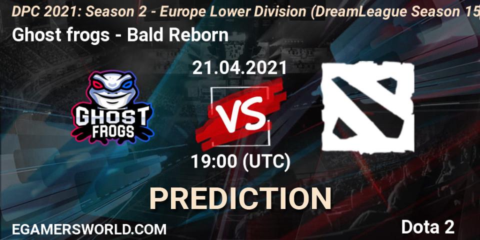 Pronóstico Ghost frogs - Bald Reborn. 21.04.2021 at 19:30, Dota 2, DPC 2021: Season 2 - Europe Lower Division (DreamLeague Season 15)