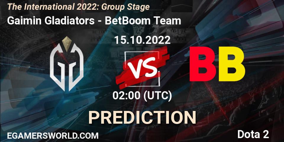 Pronóstico Gaimin Gladiators - BetBoom Team. 15.10.2022 at 02:30, Dota 2, The International 2022: Group Stage