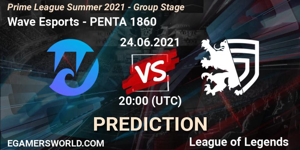Pronóstico Wave Esports - PENTA 1860. 24.06.2021 at 20:00, LoL, Prime League Summer 2021 - Group Stage