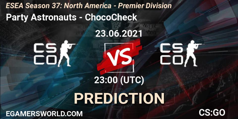 Pronóstico Party Astronauts - ChocoCheck. 23.06.2021 at 23:00, Counter-Strike (CS2), ESEA Season 37: North America - Premier Division