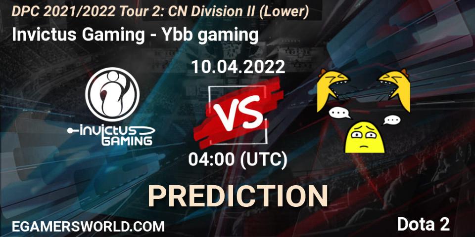 Pronóstico Invictus Gaming - Ybb gaming. 19.04.2022 at 04:00, Dota 2, DPC 2021/2022 Tour 2: CN Division II (Lower)
