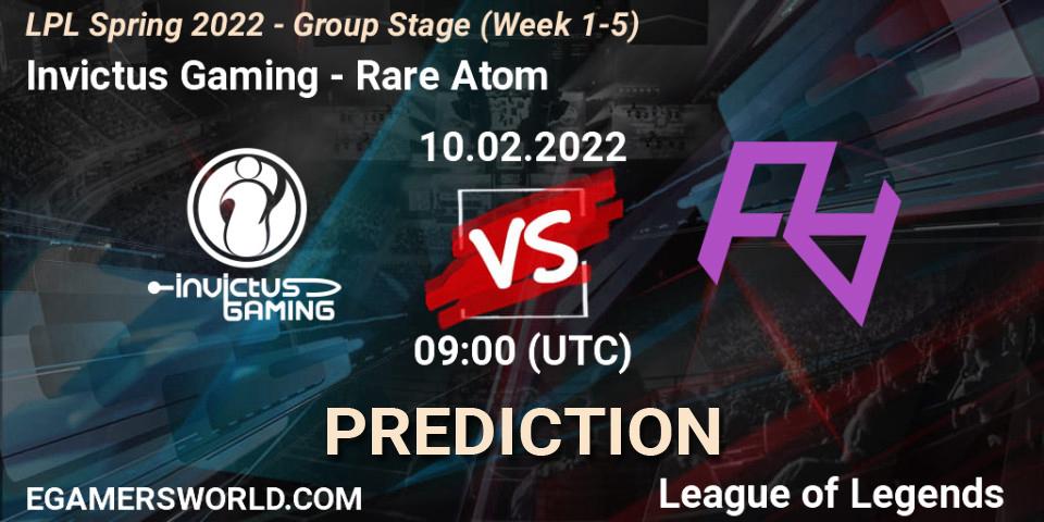 Pronóstico Invictus Gaming - Rare Atom. 10.02.2022 at 09:00, LoL, LPL Spring 2022 - Group Stage (Week 1-5)