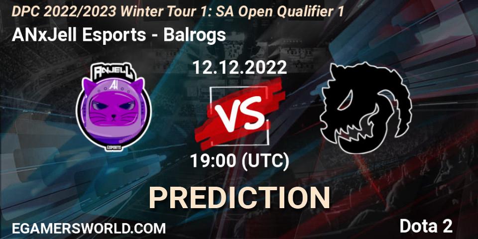 Pronóstico ANxJell Esports - Balrogs. 12.12.2022 at 19:12, Dota 2, DPC 2022/2023 Winter Tour 1: SA Open Qualifier 1