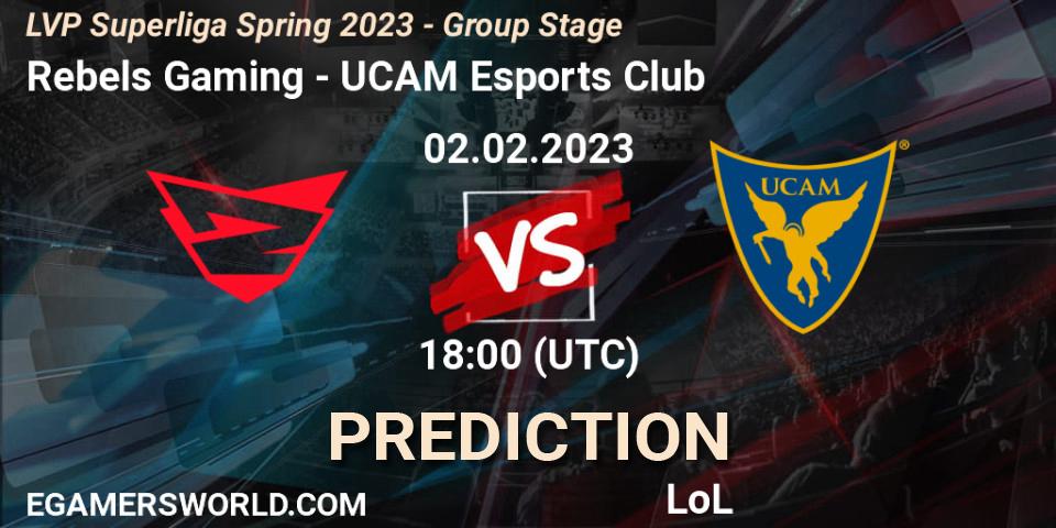 Pronóstico Rebels Gaming - UCAM Esports Club. 02.02.2023 at 18:00, LoL, LVP Superliga Spring 2023 - Group Stage