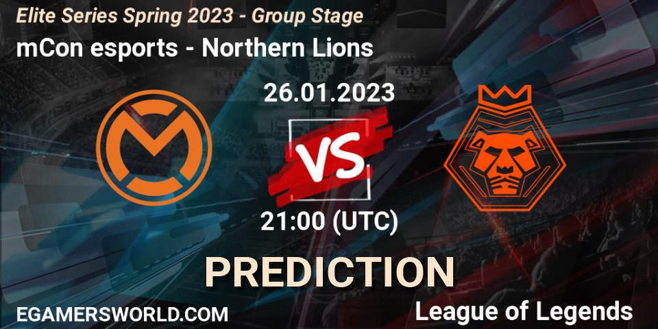 Pronóstico mCon esports - Northern Lions. 26.01.2023 at 21:00, LoL, Elite Series Spring 2023 - Group Stage