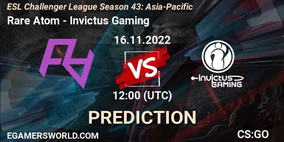 Pronóstico Rare Atom - Invictus Gaming. 16.11.22, CS2 (CS:GO), ESL Challenger League Season 43: Asia-Pacific