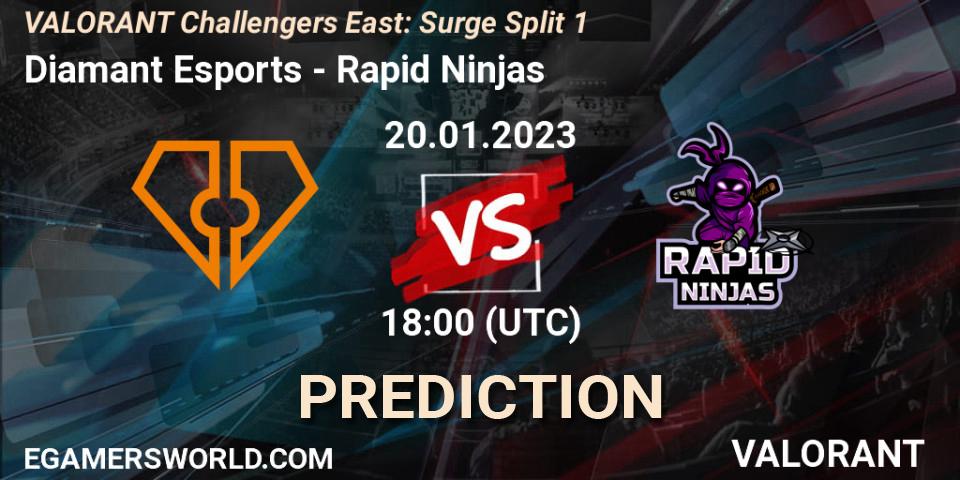 Pronóstico Diamant Esports - Rapid Ninjas. 20.01.23, VALORANT, VALORANT Challengers 2023 East: Surge Split 1