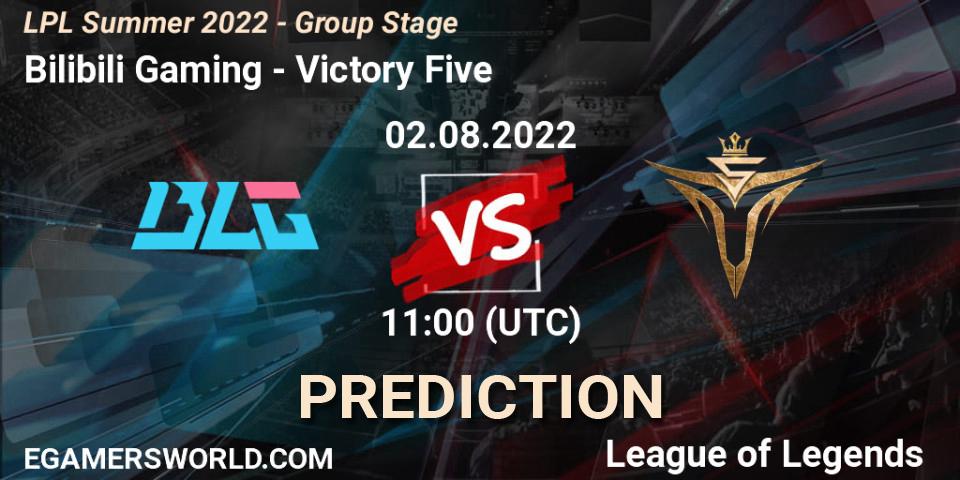 Pronóstico Bilibili Gaming - Victory Five. 02.08.22, LoL, LPL Summer 2022 - Group Stage