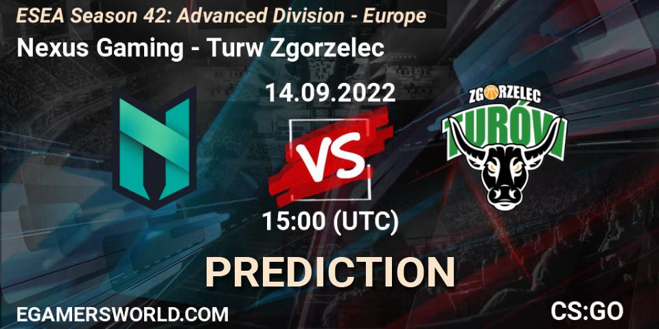Pronóstico Nexus Gaming - Turów Zgorzelec. 14.09.2022 at 15:00, Counter-Strike (CS2), ESEA Season 42: Advanced Division - Europe