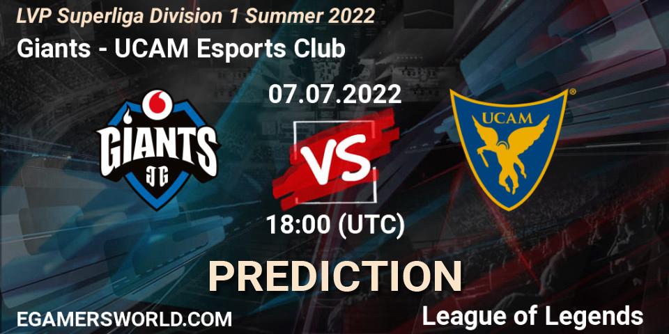 Pronóstico Giants - UCAM Esports Club. 07.07.2022 at 18:00, LoL, LVP Superliga Division 1 Summer 2022