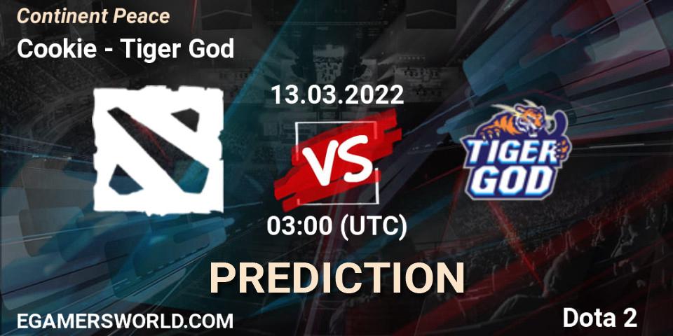 Pronóstico Cookie - Tiger God. 13.03.2022 at 04:07, Dota 2, Continent Peace