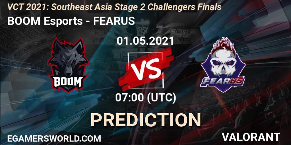 Pronóstico BOOM Esports - FEARUS. 01.05.2021 at 07:00, VALORANT, VCT 2021: Southeast Asia Stage 2 Challengers Finals