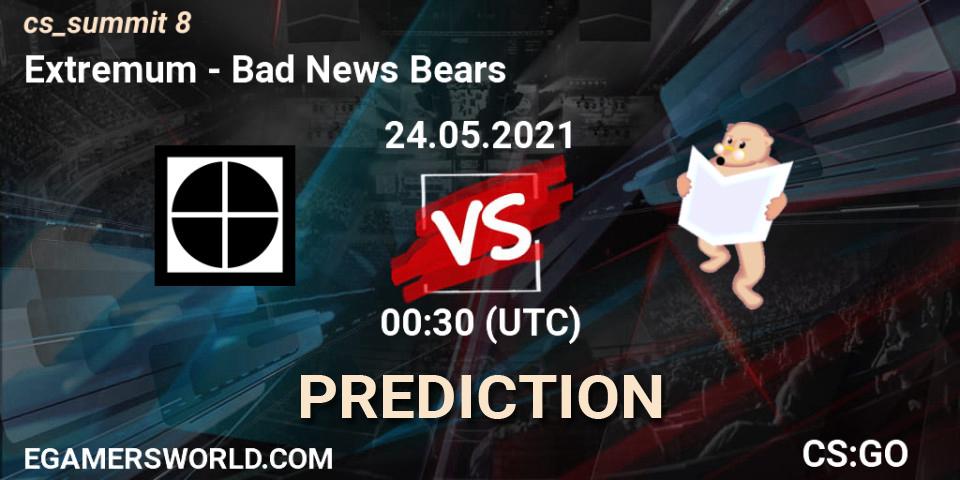 Pronóstico Extremum - Bad News Bears. 24.05.2021 at 00:30, Counter-Strike (CS2), cs_summit 8