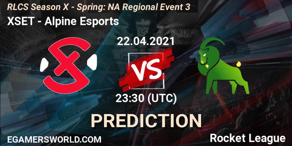 Pronóstico XSET - Alpine Esports. 22.04.2021 at 23:30, Rocket League, RLCS Season X - Spring: NA Regional Event 3