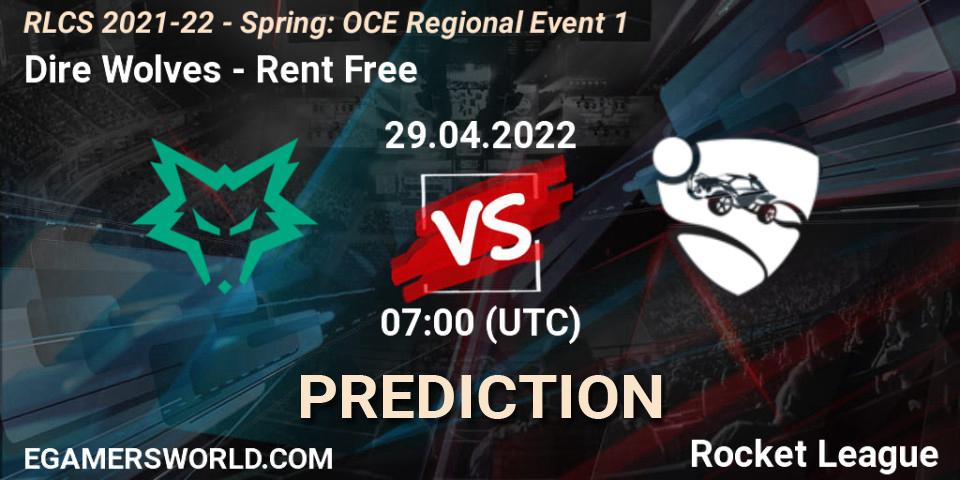 Pronóstico Dire Wolves - Rent Free. 29.04.2022 at 07:00, Rocket League, RLCS 2021-22 - Spring: OCE Regional Event 1
