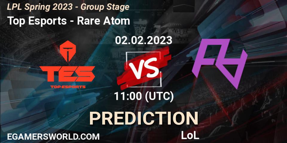 Pronóstico Top Esports - Rare Atom. 02.02.23, LoL, LPL Spring 2023 - Group Stage