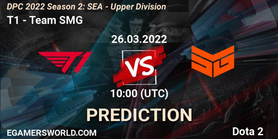 Pronóstico T1 - Team SMG. 26.03.2022 at 10:24, Dota 2, DPC 2021/2022 Tour 2 (Season 2): SEA Division I (Upper)