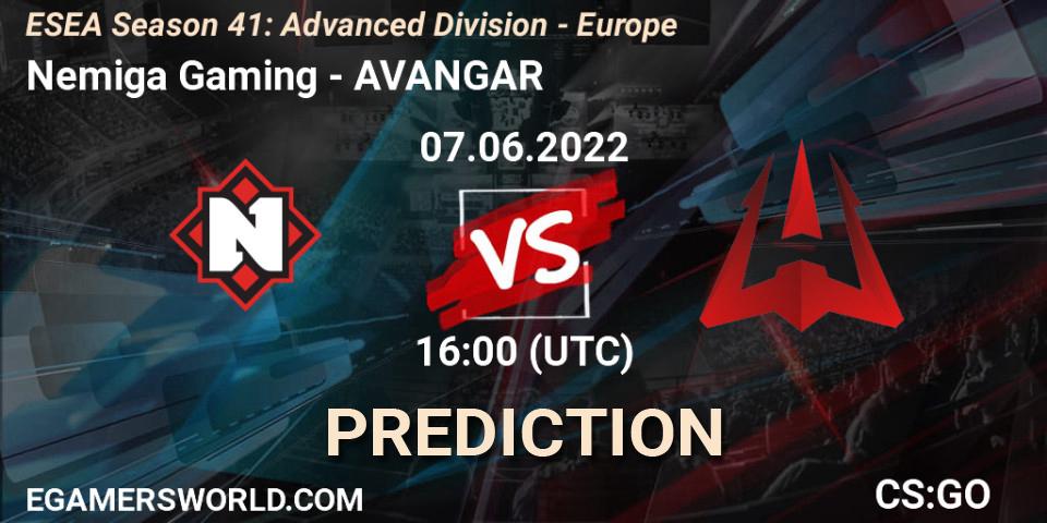 Pronóstico Nemiga Gaming - AVANGAR. 07.06.2022 at 16:00, Counter-Strike (CS2), ESEA Season 41: Advanced Division - Europe