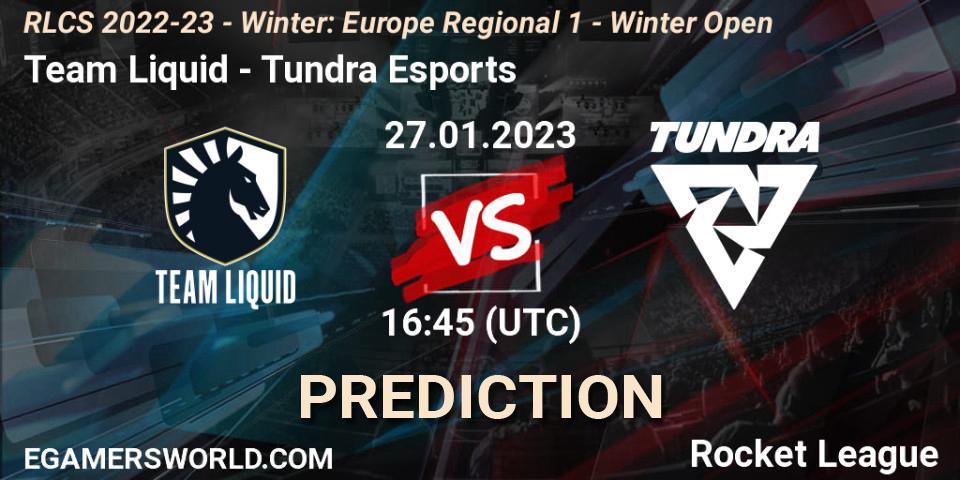 Pronóstico Team Liquid - Tundra Esports. 27.01.2023 at 16:45, Rocket League, RLCS 2022-23 - Winter: Europe Regional 1 - Winter Open