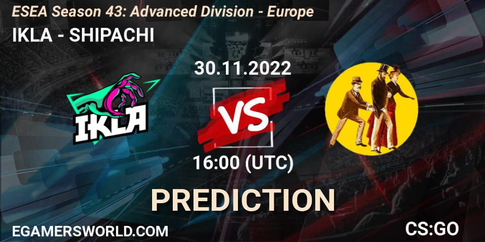 Pronóstico IKLA - SHIPACHI. 30.11.22, CS2 (CS:GO), ESEA Season 43: Advanced Division - Europe