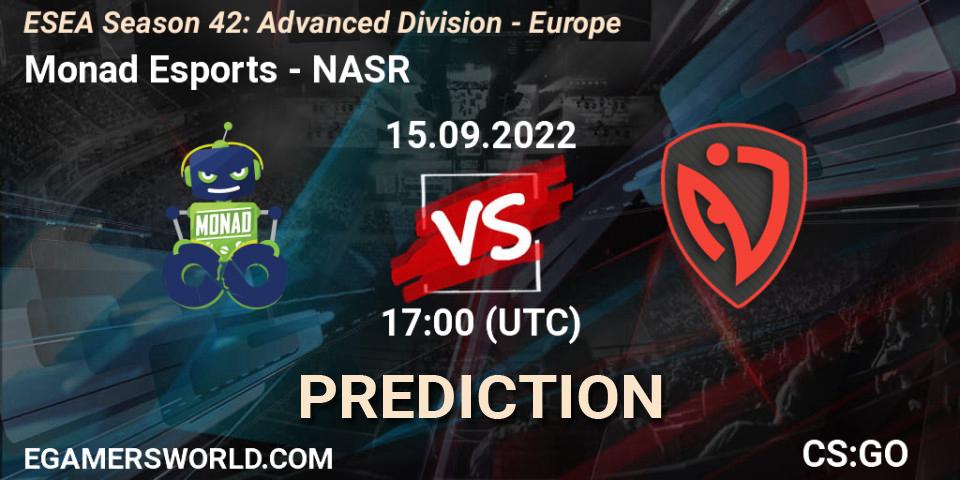 Pronóstico Monad Esports - NASR. 15.09.22, CS2 (CS:GO), ESEA Season 42: Advanced Division - Europe