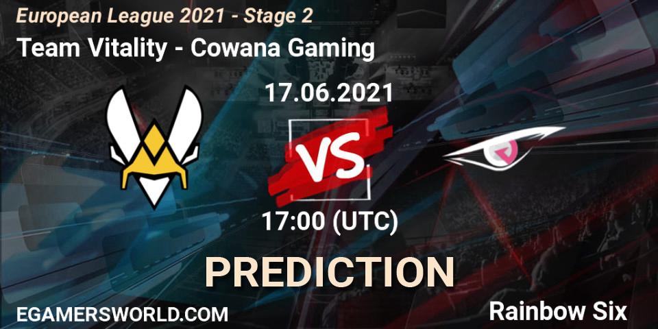 Pronóstico Team Vitality - Cowana Gaming. 17.06.2021 at 16:00, Rainbow Six, European League 2021 - Stage 2