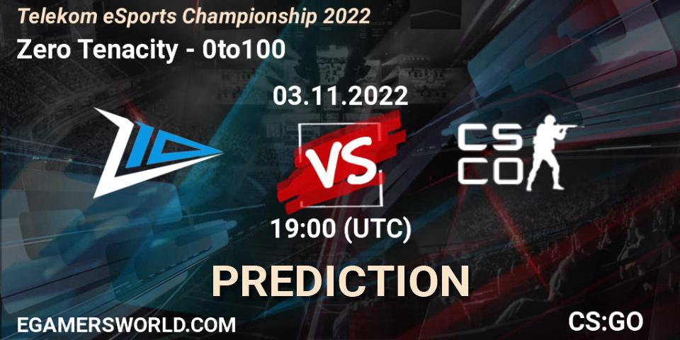 Pronóstico Zero Tenacity - 0to100. 03.11.2022 at 19:00, Counter-Strike (CS2), Telekom eSports Championship 2022