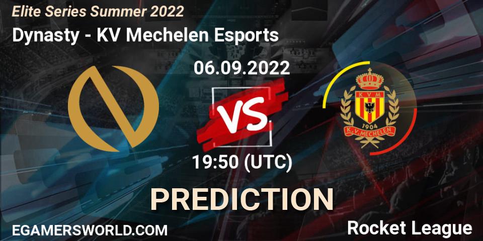 Pronóstico Dynasty - KV Mechelen Esports. 06.09.2022 at 19:50, Rocket League, Elite Series Summer 2022