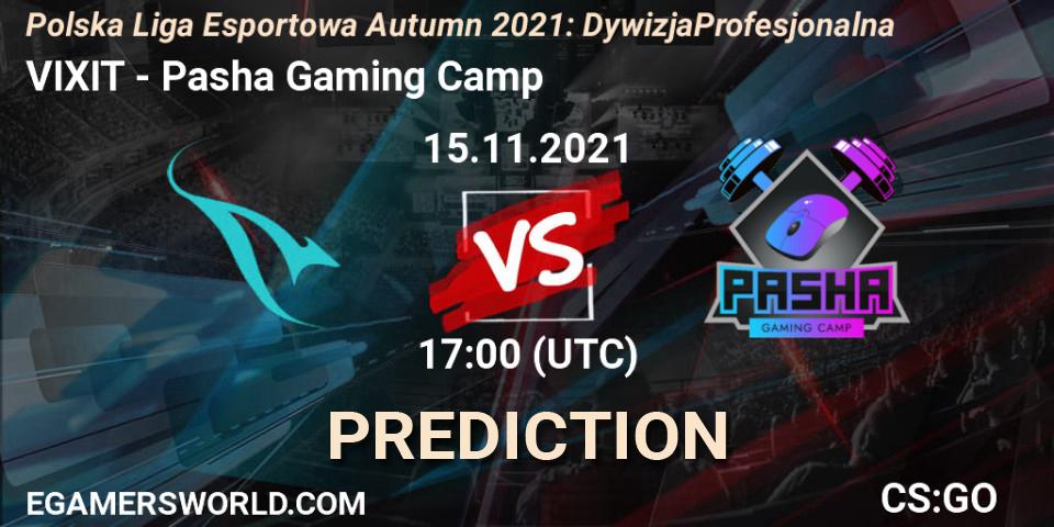 Pronóstico VIXIT - Pasha Gaming Camp. 15.11.2021 at 17:00, Counter-Strike (CS2), Polska Liga Esportowa Autumn 2021: Dywizja Profesjonalna