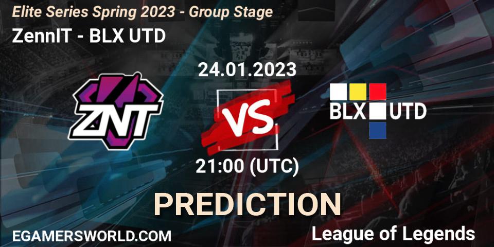 Pronóstico ZennIT - BLX UTD. 24.01.2023 at 21:00, LoL, Elite Series Spring 2023 - Group Stage